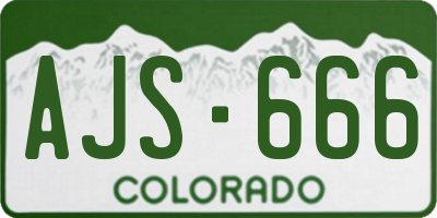 CO license plate AJS666
