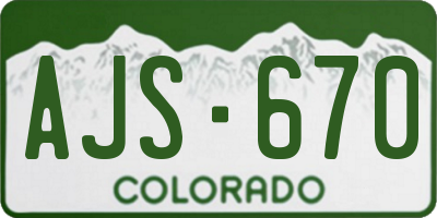 CO license plate AJS670
