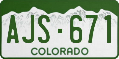 CO license plate AJS671