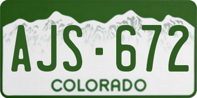 CO license plate AJS672