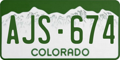 CO license plate AJS674