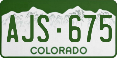 CO license plate AJS675