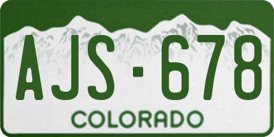 CO license plate AJS678