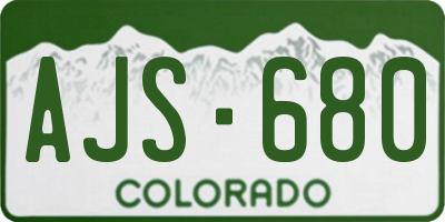 CO license plate AJS680
