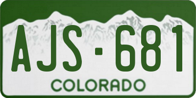 CO license plate AJS681