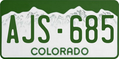 CO license plate AJS685