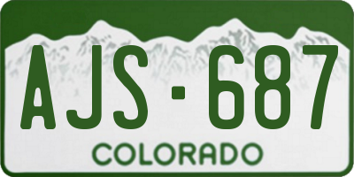 CO license plate AJS687