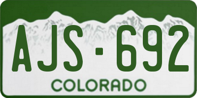 CO license plate AJS692