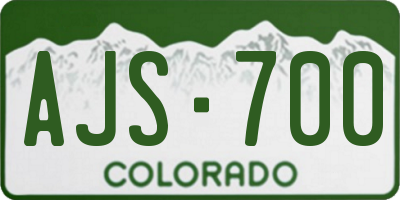 CO license plate AJS700