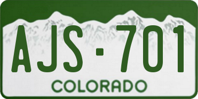 CO license plate AJS701