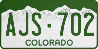 CO license plate AJS702
