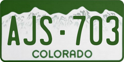 CO license plate AJS703