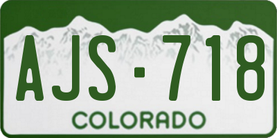 CO license plate AJS718