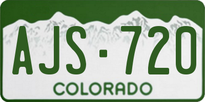 CO license plate AJS720