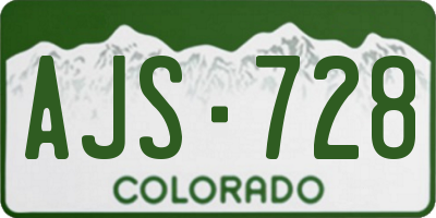 CO license plate AJS728