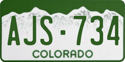 CO license plate AJS734