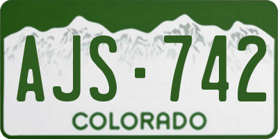 CO license plate AJS742