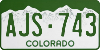 CO license plate AJS743