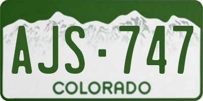 CO license plate AJS747