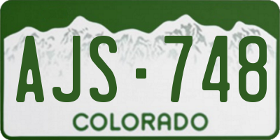 CO license plate AJS748