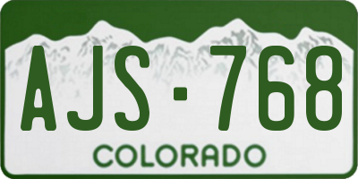 CO license plate AJS768