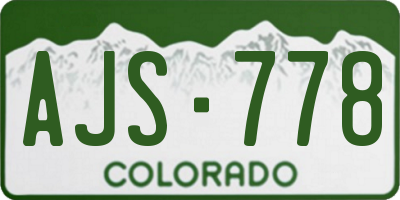 CO license plate AJS778