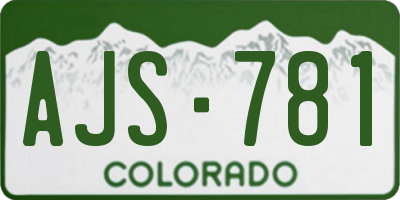 CO license plate AJS781