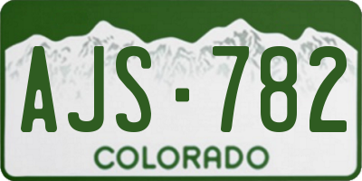 CO license plate AJS782