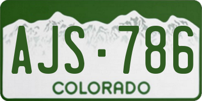 CO license plate AJS786