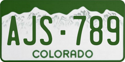 CO license plate AJS789