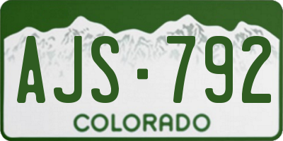 CO license plate AJS792