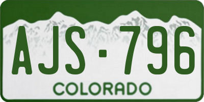 CO license plate AJS796