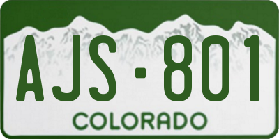 CO license plate AJS801