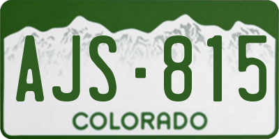 CO license plate AJS815