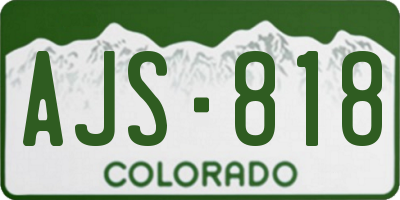 CO license plate AJS818