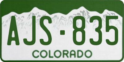 CO license plate AJS835