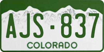 CO license plate AJS837
