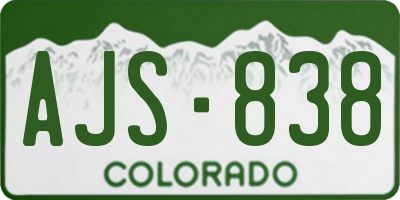 CO license plate AJS838