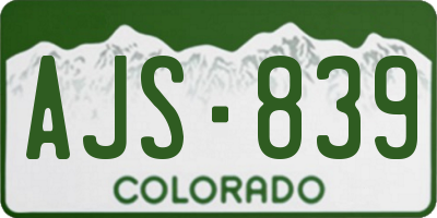 CO license plate AJS839