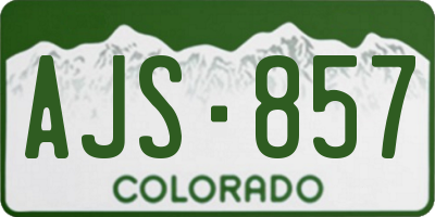 CO license plate AJS857