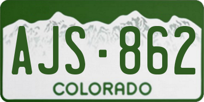 CO license plate AJS862