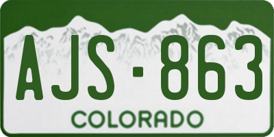 CO license plate AJS863
