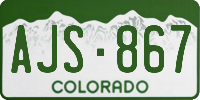 CO license plate AJS867