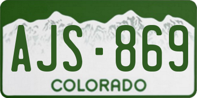 CO license plate AJS869