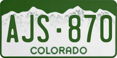 CO license plate AJS870