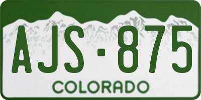 CO license plate AJS875