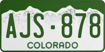 CO license plate AJS878