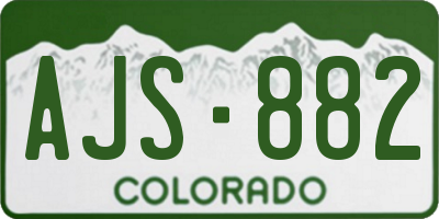 CO license plate AJS882