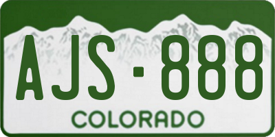 CO license plate AJS888