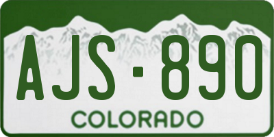 CO license plate AJS890